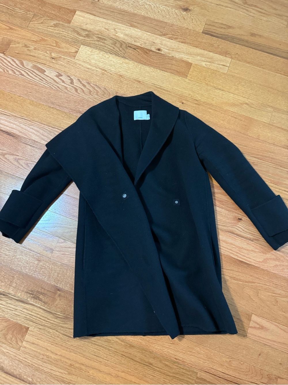 Vince Black 100% Wool assymetical Coat